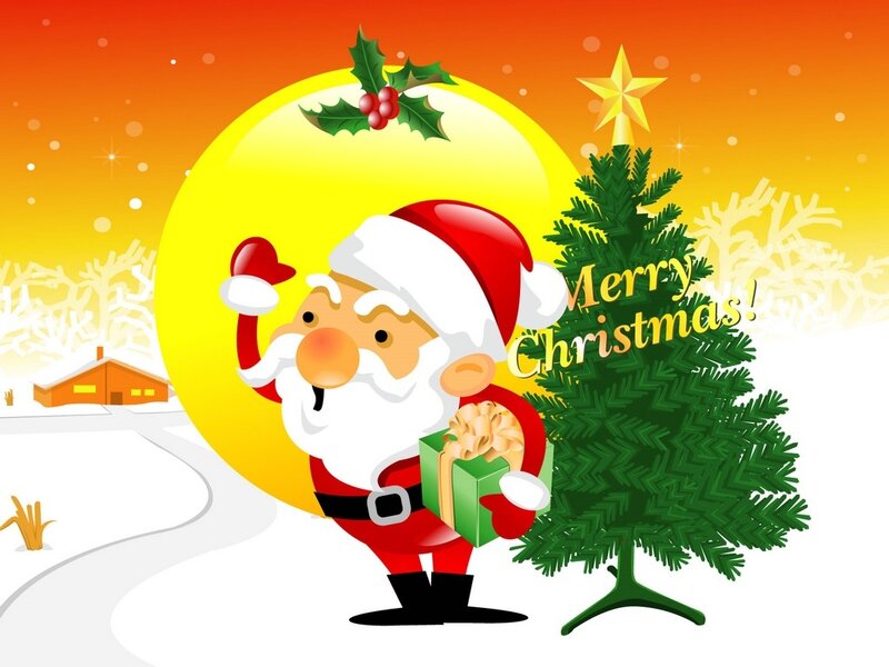 Santa Claus with Gift — Red