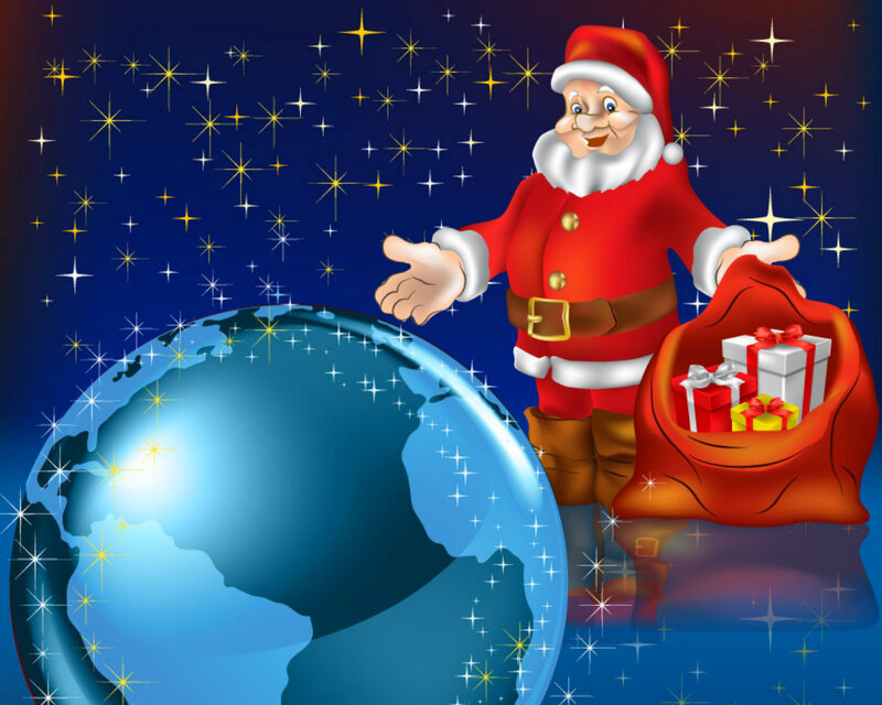 Santa Claus with Gifts — Blue