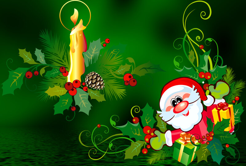 Santa Claus with Gifts — Green, Festive