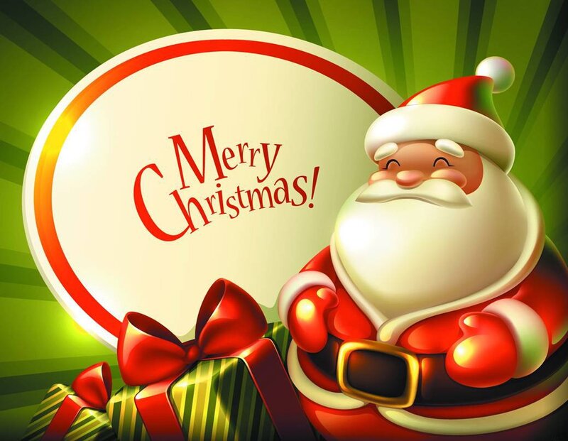 Santa Claus with Gifts — Green, Festive, Winter