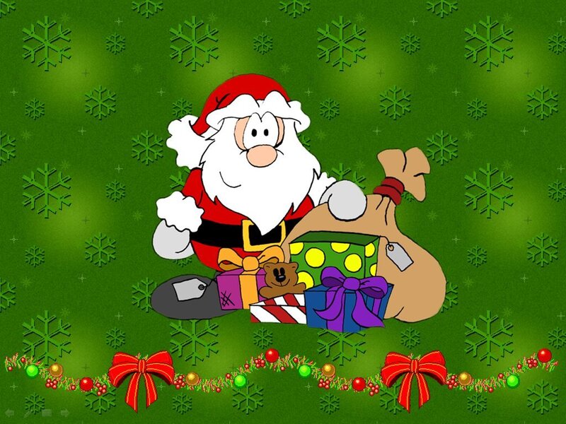 Santa Claus with Gifts — Green