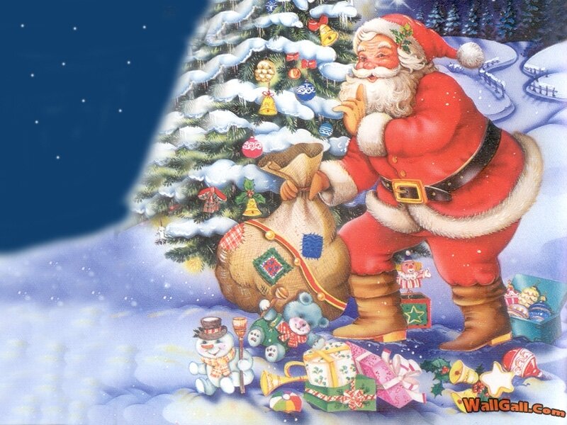 Santa Claus with Gifts — Red, Festive, Night