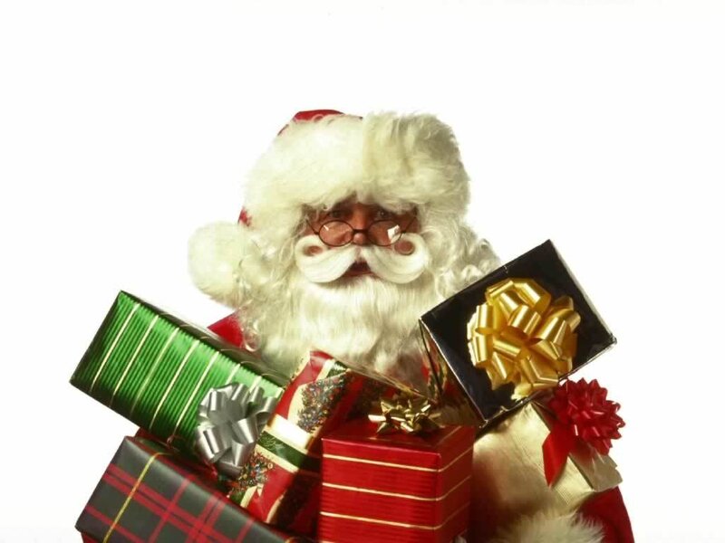 Santa Claus with Gifts — Red, Festive