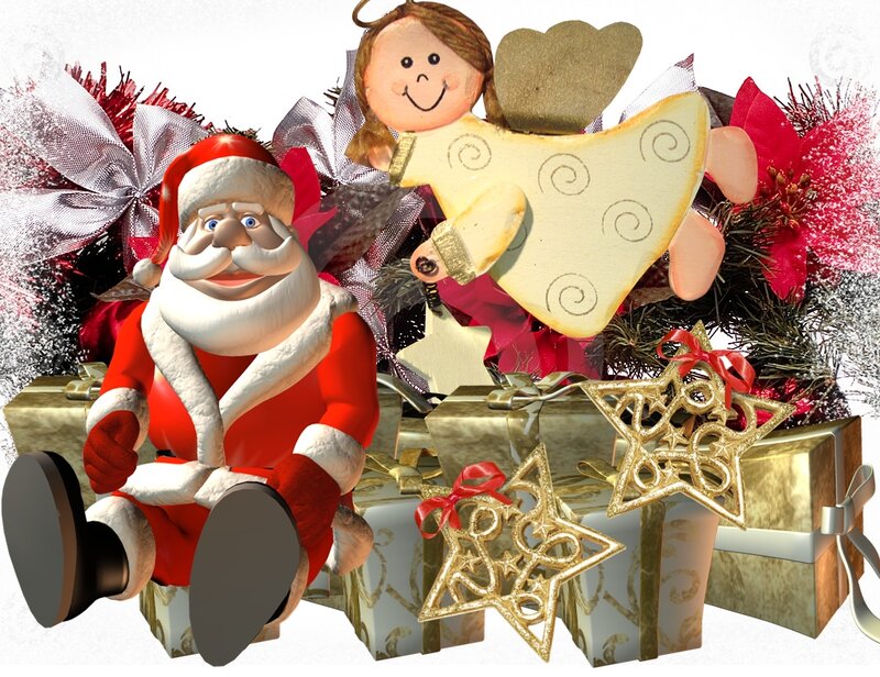 Santa Claus with Gifts — Red, Festive, Winter, 3d Render
