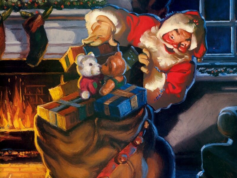 Santa Claus with Gifts — Red
