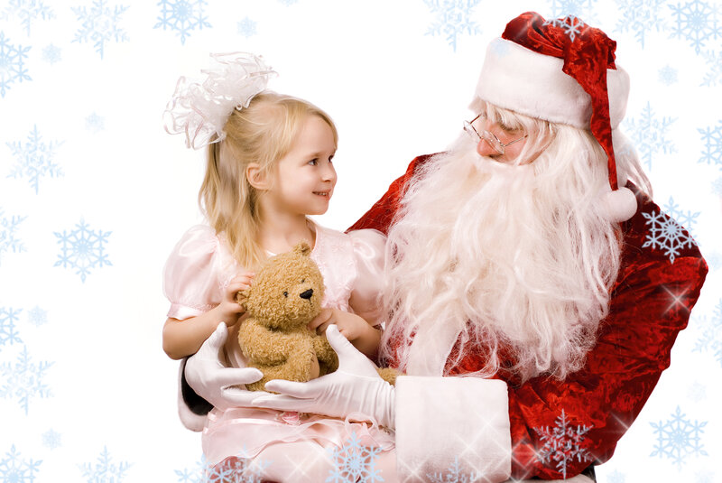 Santa Claus with Girl — Red, Festive