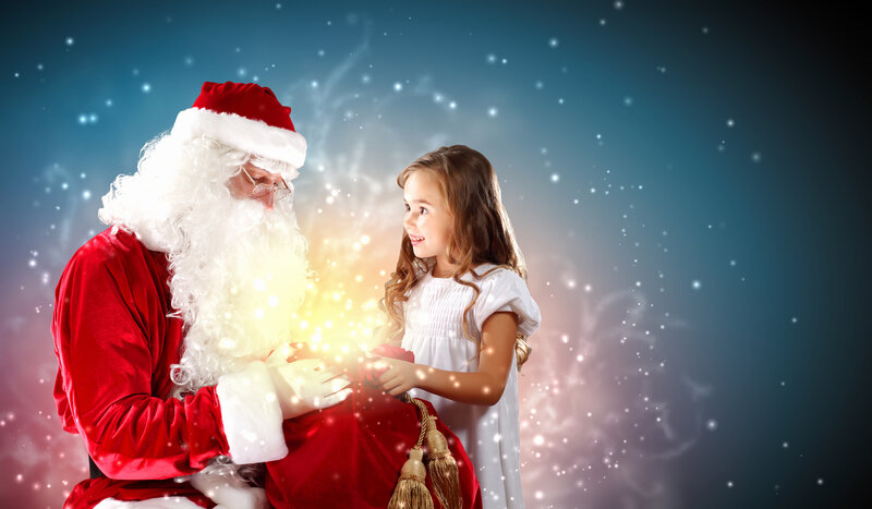 Santa Claus with Girl — Red
