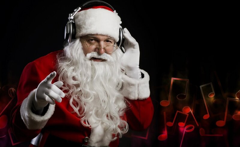 Santa Claus with Headphones — Red