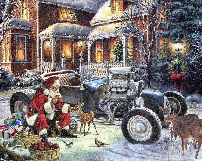 Santa Claus with Hot Rod