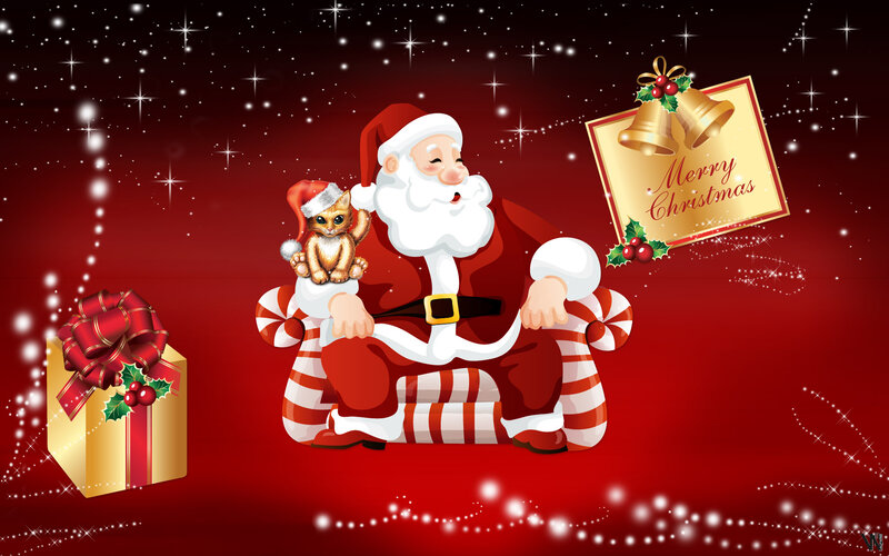 Santa Claus with Kitten