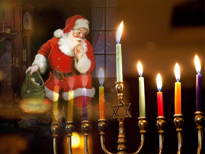 Santa Claus with Menorah