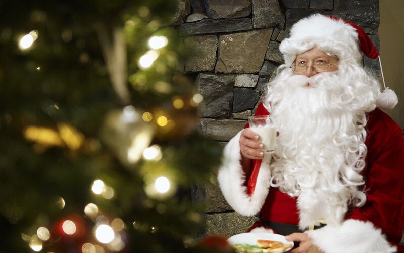 Santa Claus with milk and cookies