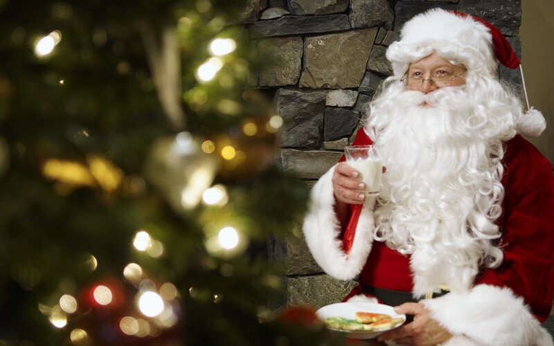 Santa Claus with milk and cookies