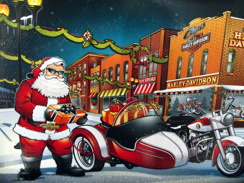 Santa Claus with Motorcycle — Red, Festive