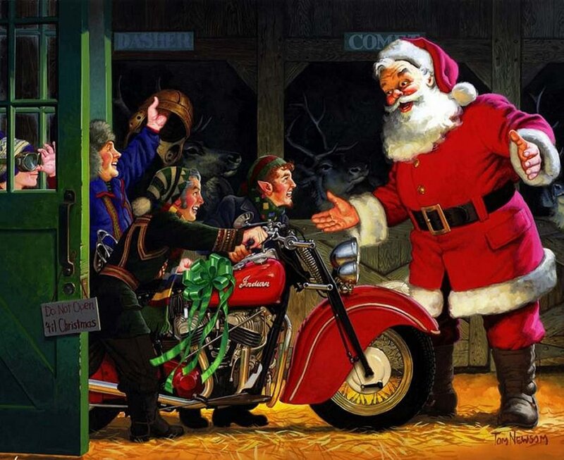 Santa Claus with Motorcycle — Red