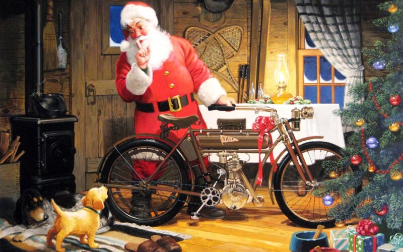 Santa Claus with Motorcycle