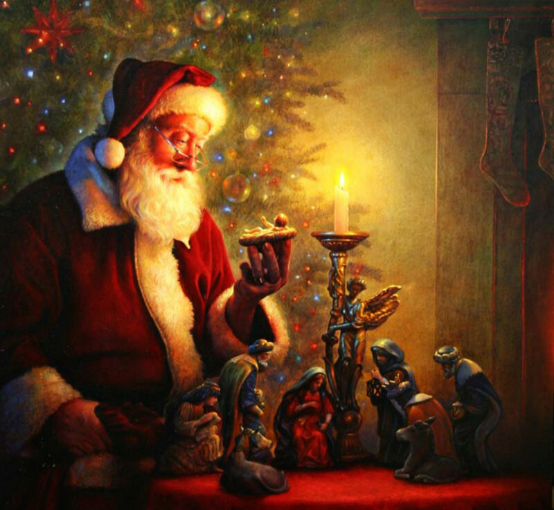 Santa Claus with Nativity Scene