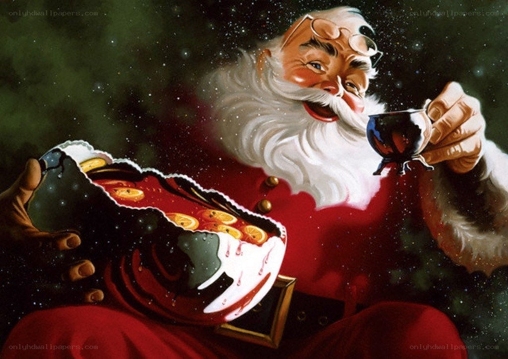 Santa Claus with pie and cup