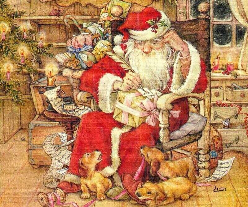 Santa Claus with Puppies