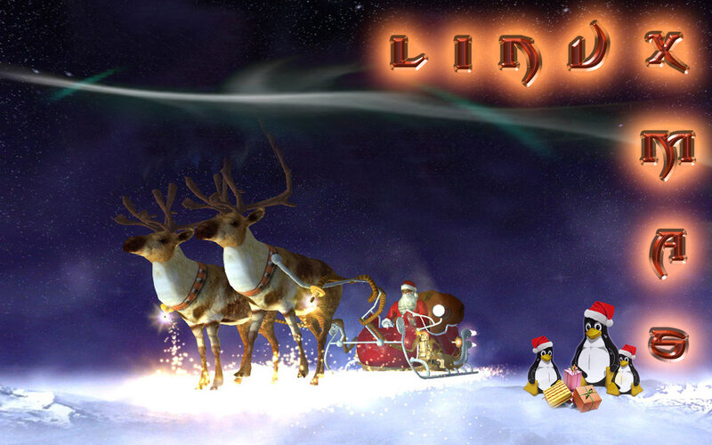 Santa Claus with reindeer and penguins
