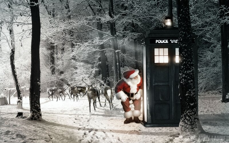 Santa Claus with Reindeer — Black, Festive