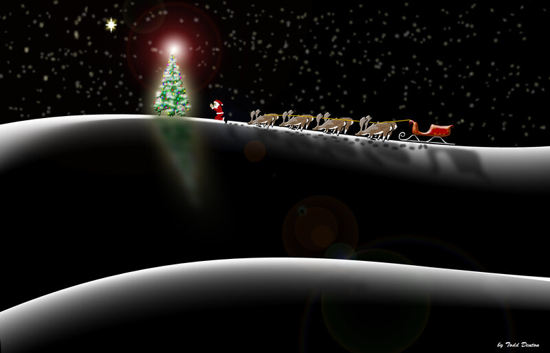 Santa Claus with Reindeer — Black