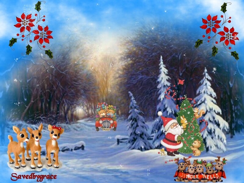 Santa Claus with Reindeer — Blue