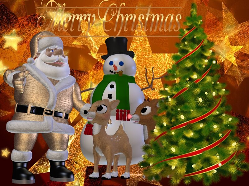 Santa Claus with Reindeer — Gold, Festive