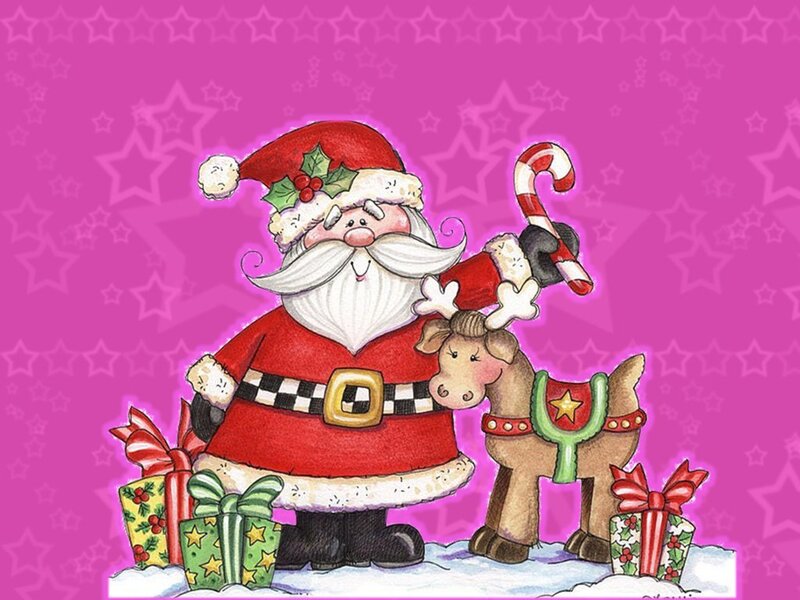 Santa Claus with Reindeer — Pink