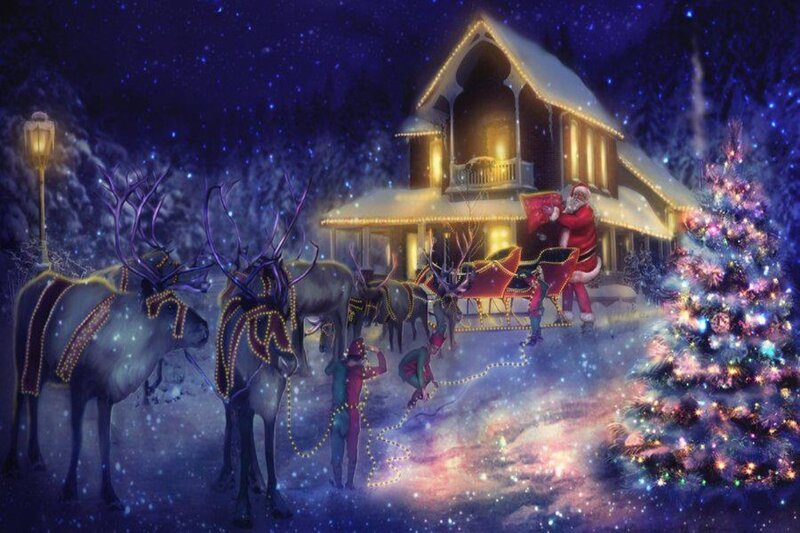 Santa Claus with Reindeer — Purple
