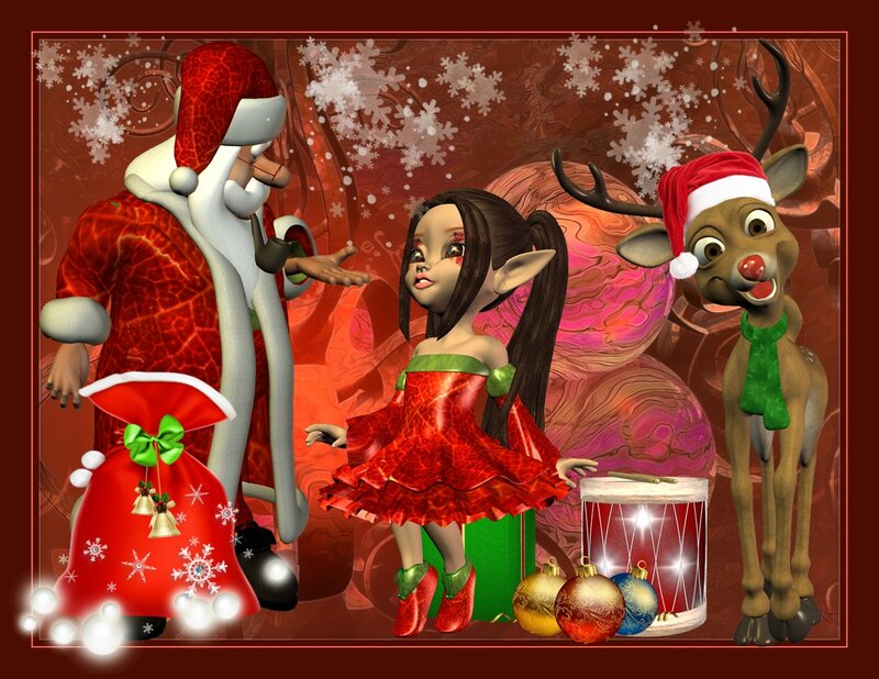 Santa Claus with Reindeer — Red, Festive, Winter, 3d Render