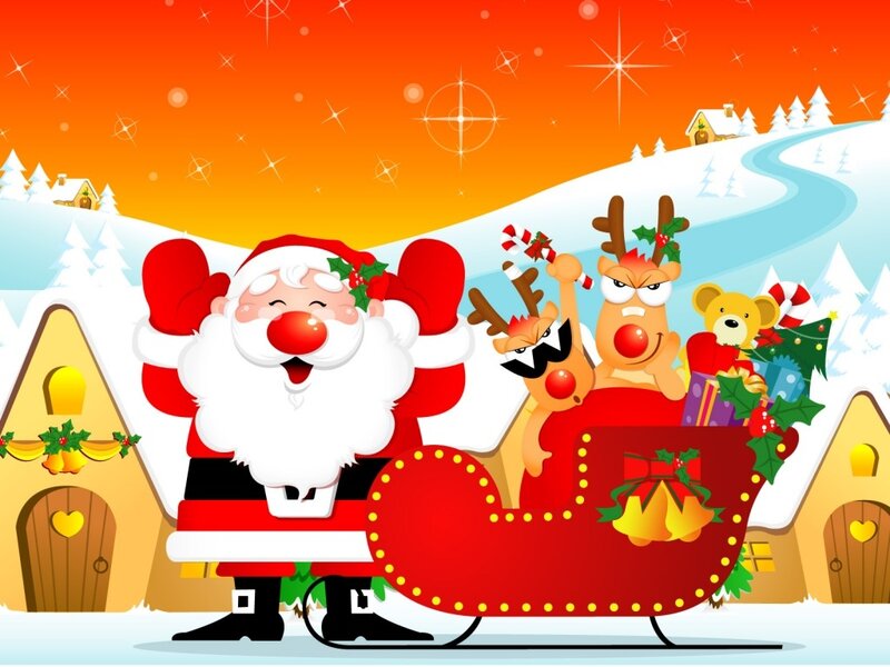 Santa Claus with Reindeer — Red, Festive, Winter