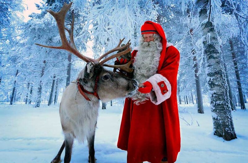 Santa Claus with Reindeer — Red, Serene, Winter