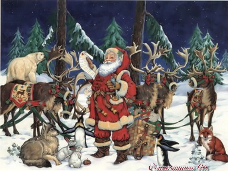 Santa Claus with Reindeer — Red