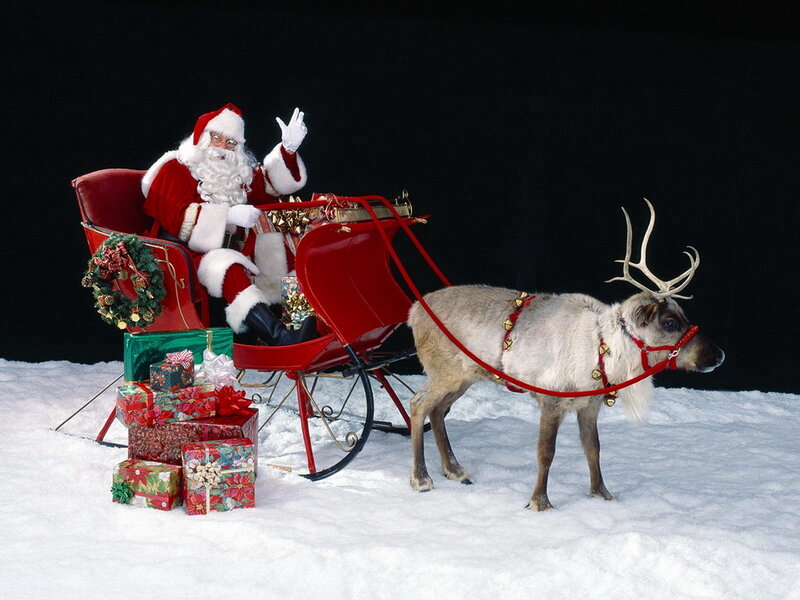Santa Claus with reindeer sleigh
