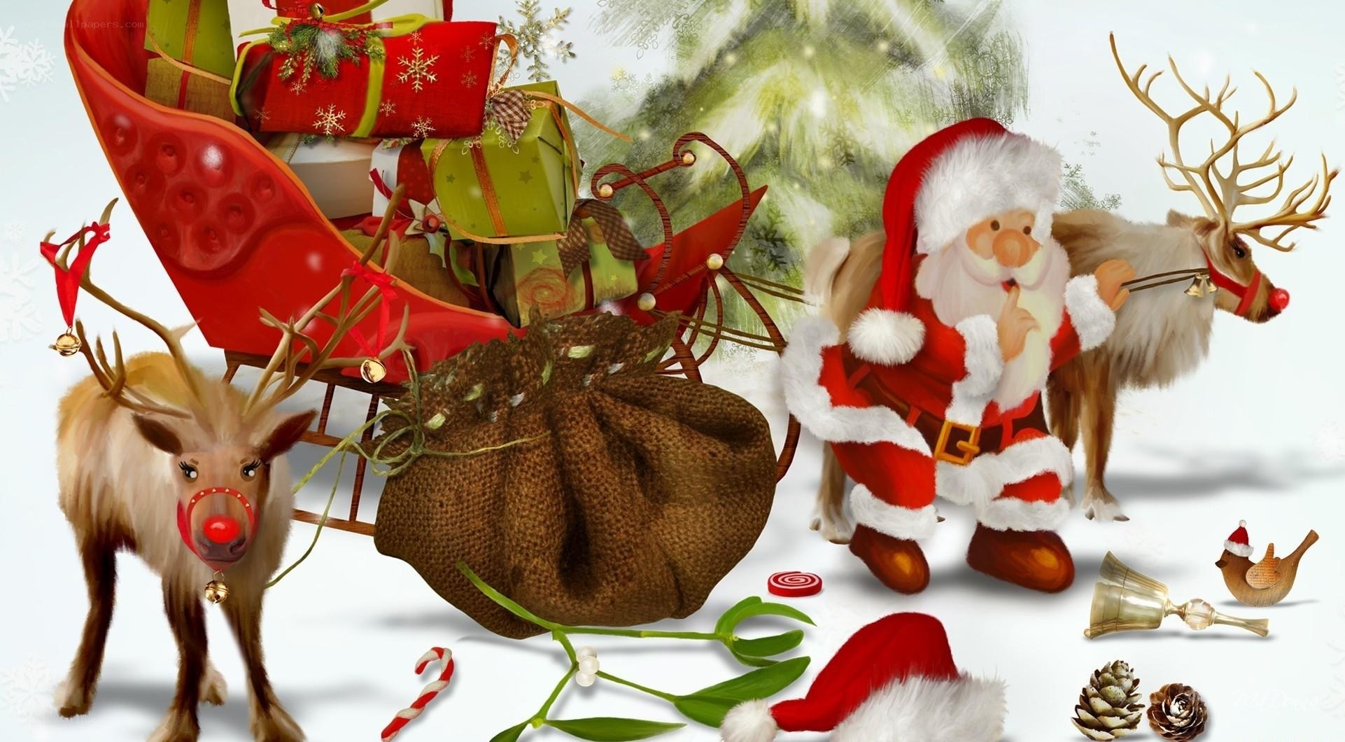 Santa Claus with reindeer sleigh