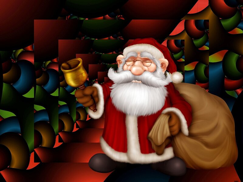 Santa Claus with sack and bell