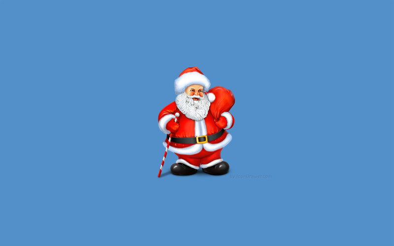 Santa Claus with sack and cane