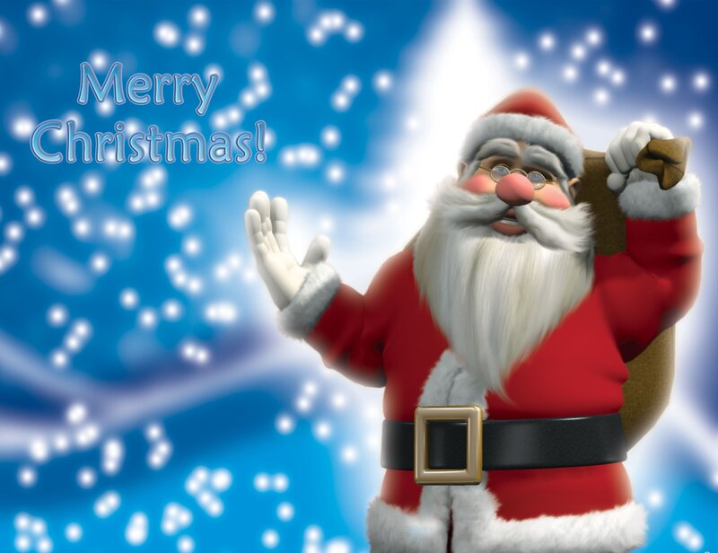 Santa Claus with Sack — Blue, Festive, Winter