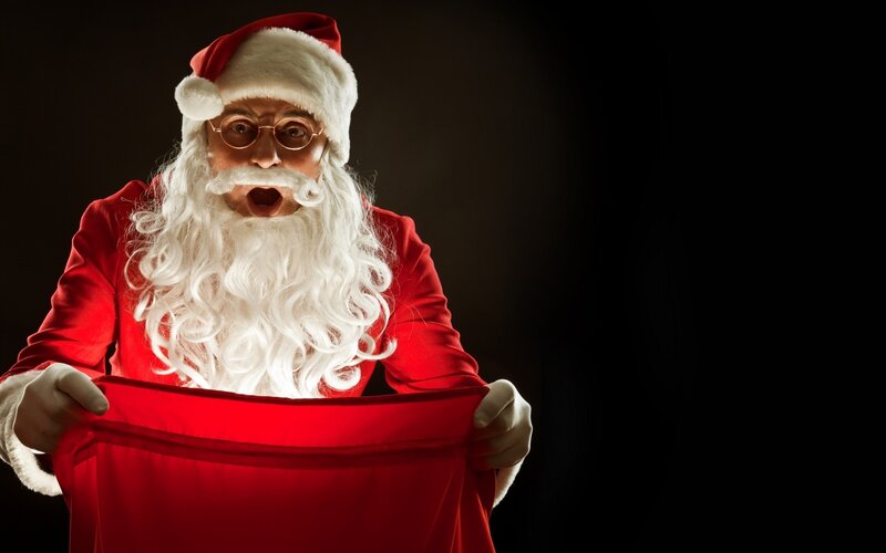 Santa Claus with Sack — Red, Dramatic, Photograph