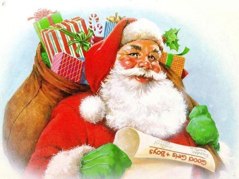 Santa Claus with Sack — Red, Festive