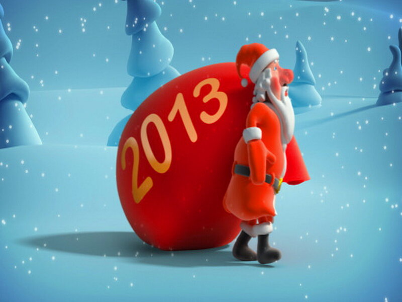 Santa Claus with Sack — Red, Festive, Winter, 3d Render