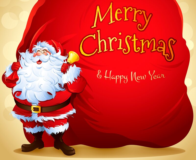 Santa Claus with Sack — Red, Festive, Winter, Digital Art