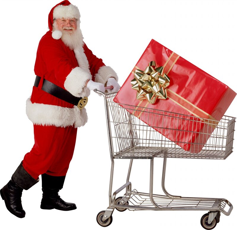 Santa Claus with Shopping Cart