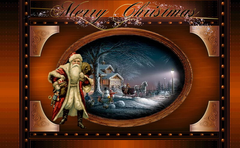 Santa Claus with Sleigh — Brown, Festive