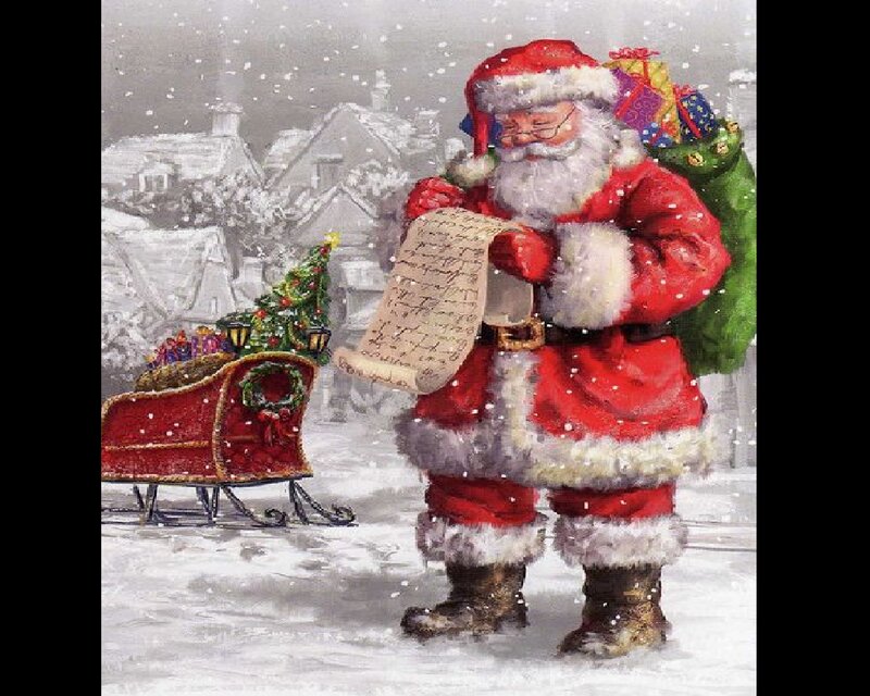Santa Claus with Sleigh — Red, Festive