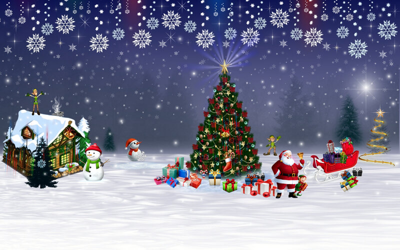 Santa Claus with Sleigh — White, Festive