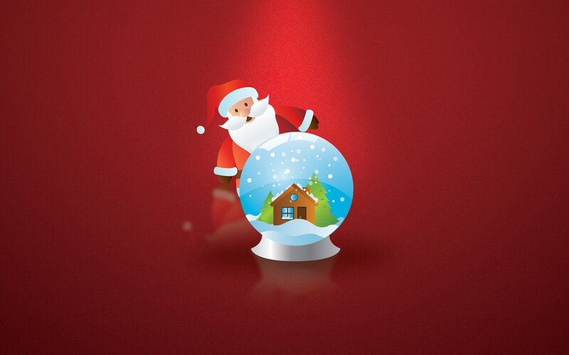 Santa Claus with Snow Globe — Red, Festive