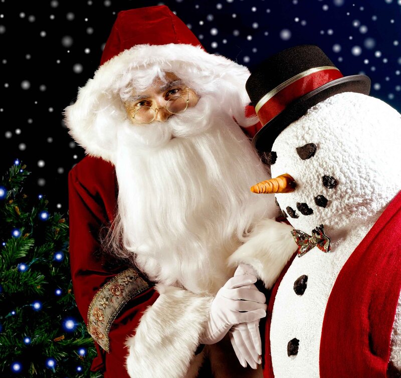 Santa Claus with Snowman — Red
