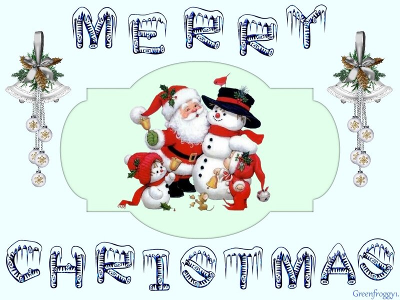 Santa Claus with Snowmen — White, Festive, Winter